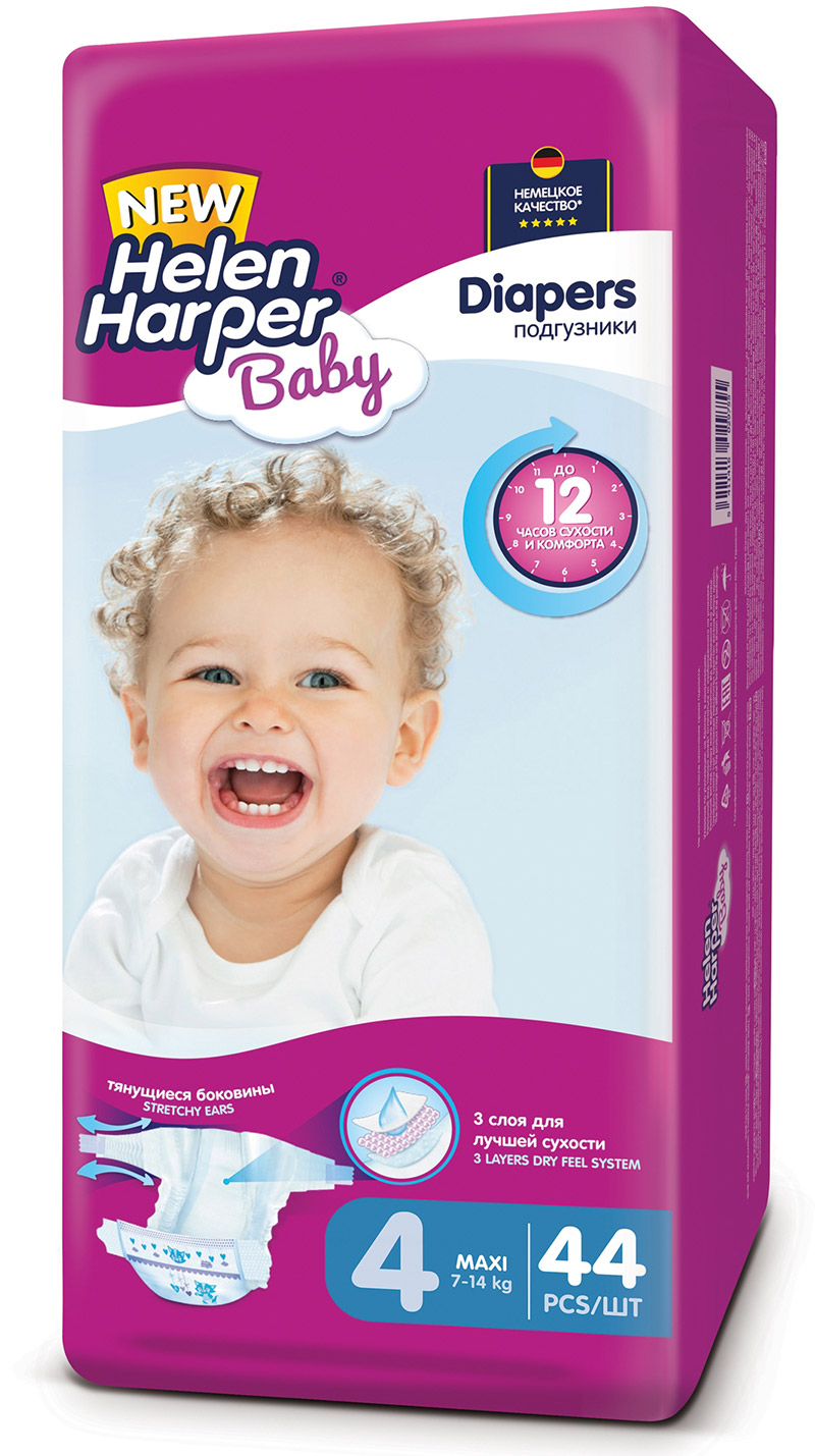 Подгузники Helen Harper Baby размер 4 Maxi (7-14 кг) 44 шт