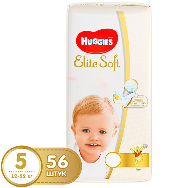 Подгузник Huggies Elite Soft 5 (12-22 кг) мега 56 шт