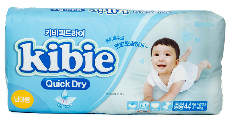 Подгузники для мальчиков Kibie Quick Dry M 5-10 кг, 44 шт