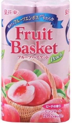 Туалетная бумага Marutomi Fruits basket Pearch двухслойная 12 рулонов