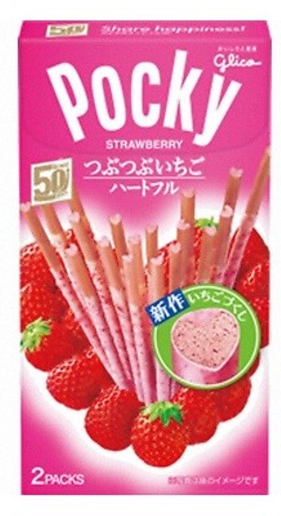 Печенье Glico Палочки Pocky в шоколаде, клубничные сердечки, 57,6 гр