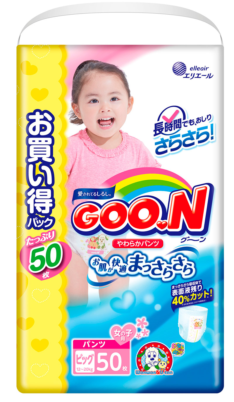 Трусики Goo.N для девочек размер BIG (12-20 кг) 50 шт