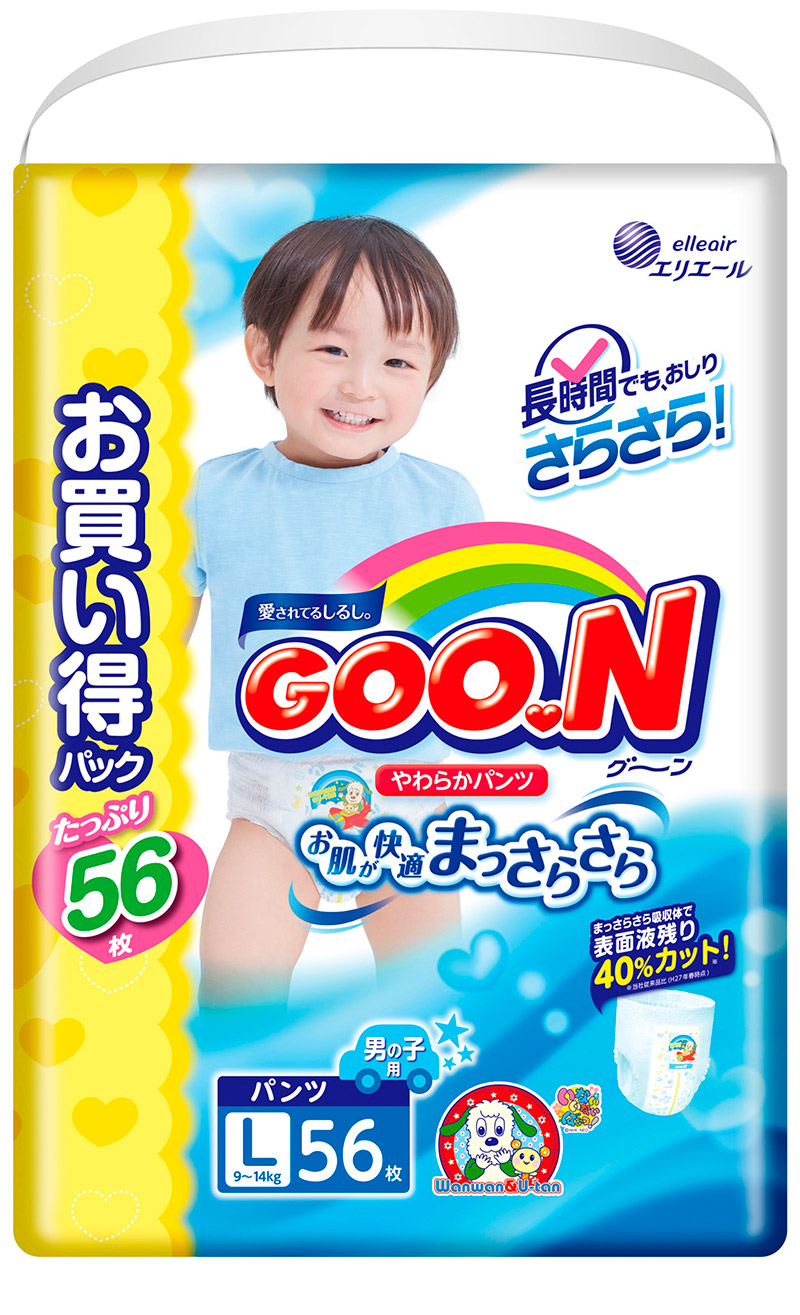 Трусики Goo.N для мальчиков размер L (9-14 кг) 56 шт