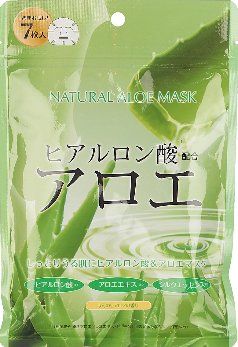 Маска для лица Japan Gals с экстрактом алоэ, натуральная, 7 шт