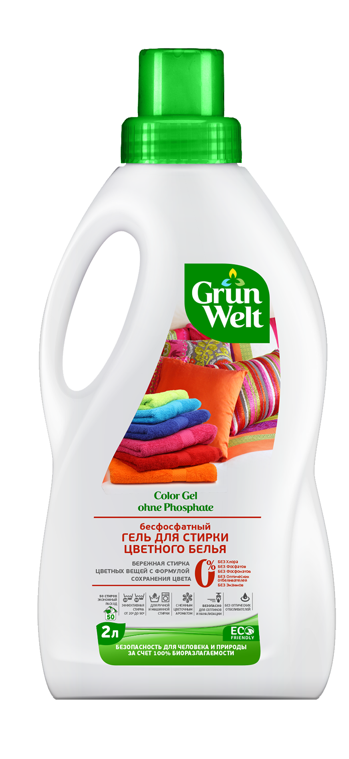 Гель бесфосфатный GrunWelt  для стирки цветного белья 2000 мл