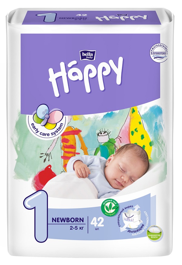 Подгузники Bella Baby Happy, размер NB (2-5 кг) 42 шт