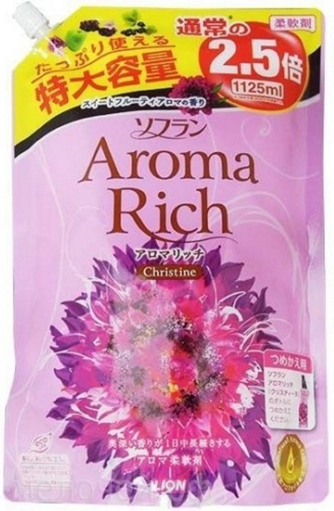 Кондиционер для белья LION Aroma Rich Christine с пряным фруктовым ароматом, запасной блок, 1125 мл