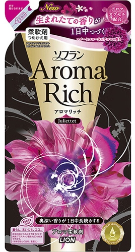 Кондиционер для белья Lion Aroma RICH Juliette с натуральными маслами ваниль-жасмин запасной блок, 430 мл