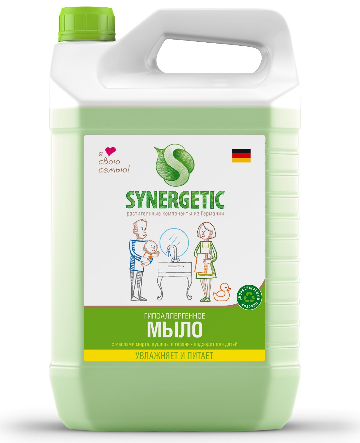 Мыло жидкое Synergetic для мытья рук биоразлагаемое Луговые травы, канистра, 5 л