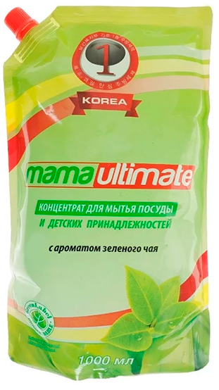 Концентрированное средство для мытья посуды и детских принадлежностей Mama Ultimate Зеленый чай (запаска), 1000 мл