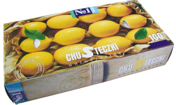 Платочки бумажные универсальные Bella №1 с запахом лимона, 100 шт