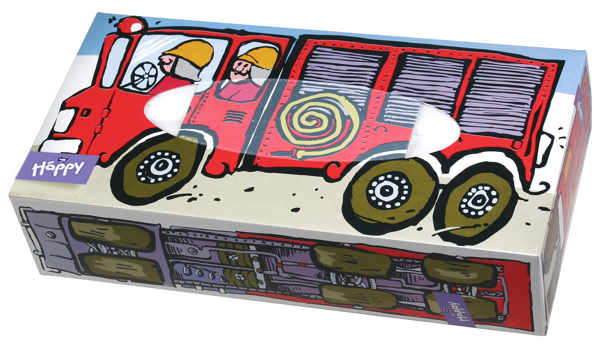 Платочки бумажные двухслойные Bella Baby Happy Пожарки, 100 шт