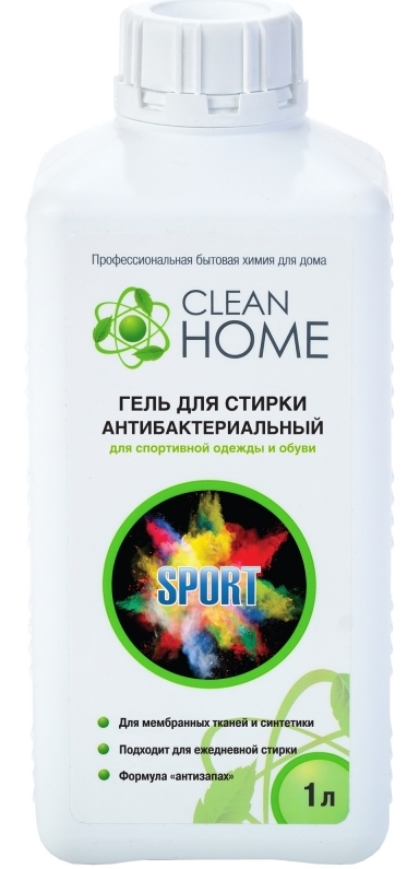 Гель для стирки Clean Home для спортивной одежды и обуви формула Антизапах, 1 л