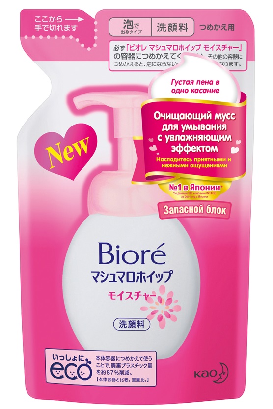Мусс очищающий для умывания Biore с увлажняющим эффектом, запасной блок, 130 мл