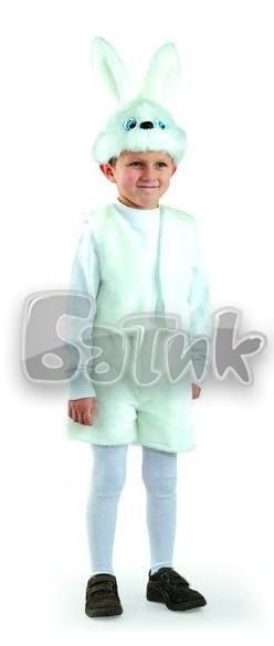 Детский карнавальный костюм Батик Заяц Белый, размер 28 (110 см), арт. 106