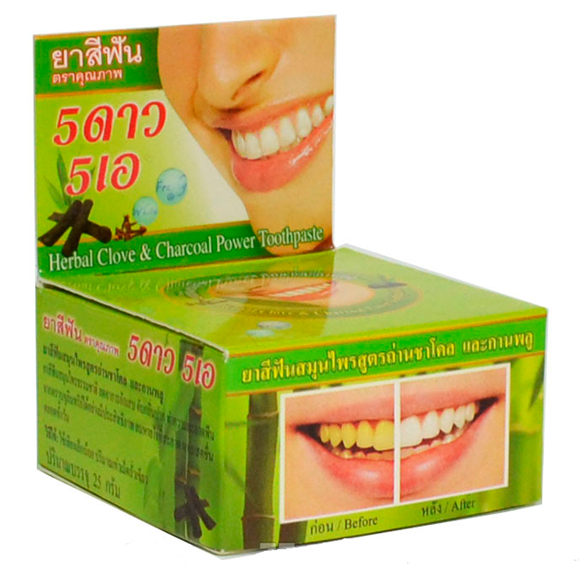 Травяная зубная паста 5 Star Cosmetic с экстрактом угля Бамбука, 25 г