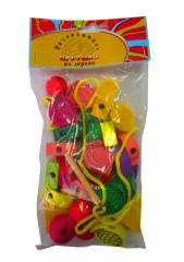 A-285 Шнуровка-бусы "Фрукты" (лак) 30 дет.