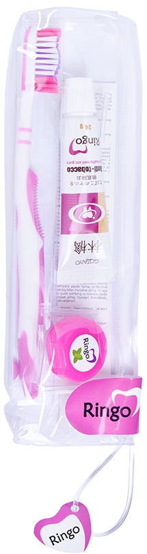 Дорожный набор Gotaiyo Ringo: зубная паста Anti-Tobacco 24 г + зуб/щетка с жест. щетиной + зуб/нить, 5 м