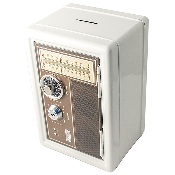 CBS001-005C3-97446 Копилка сейф с ключом Радио-ретро (белый)