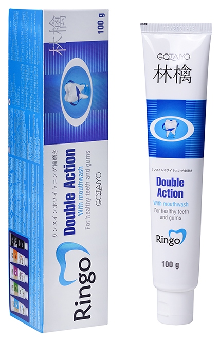 Паста зубная отбеливающая c ополаскивателем Gotaiyo Ringo Double Action, 100 г
