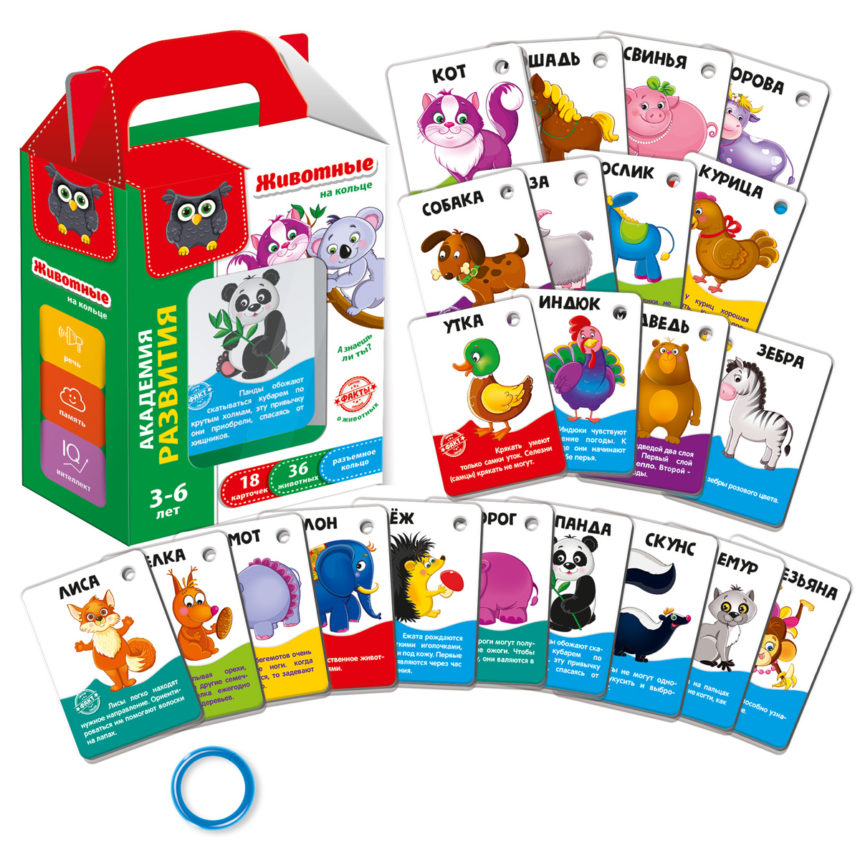 VT5000-03 Игра настольная "Карточки на кольце "Животные"
