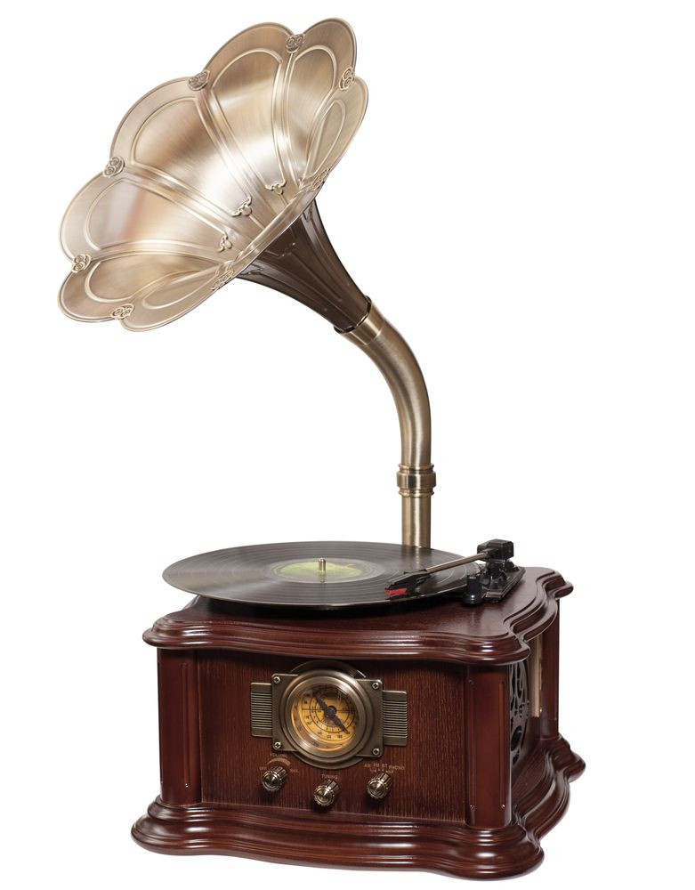Граммофон в стиле ретро с металлической трубой "Ностальжи" РП-156