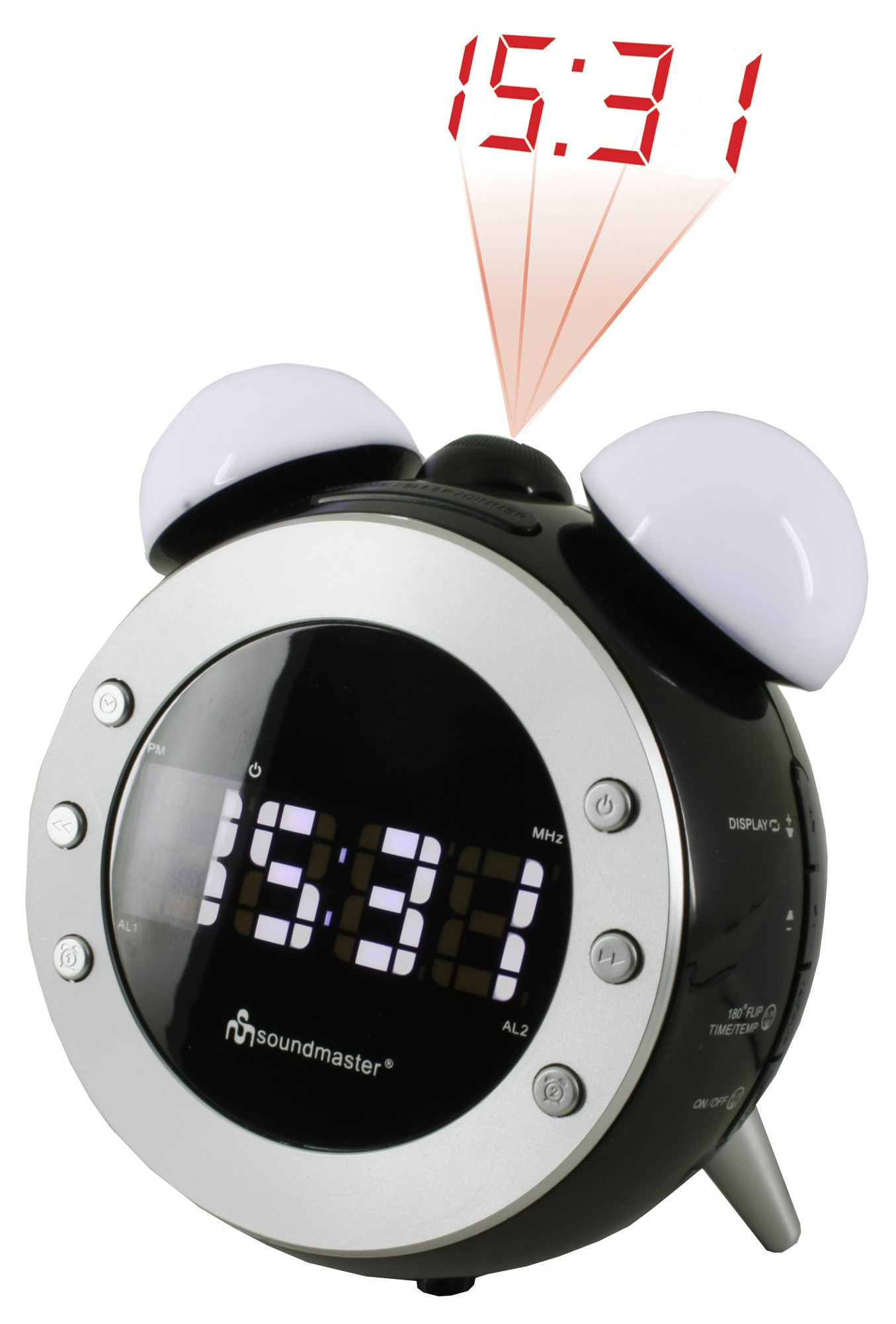 UR140SW Радио-Будильник-Часы  с проекцией (черный)