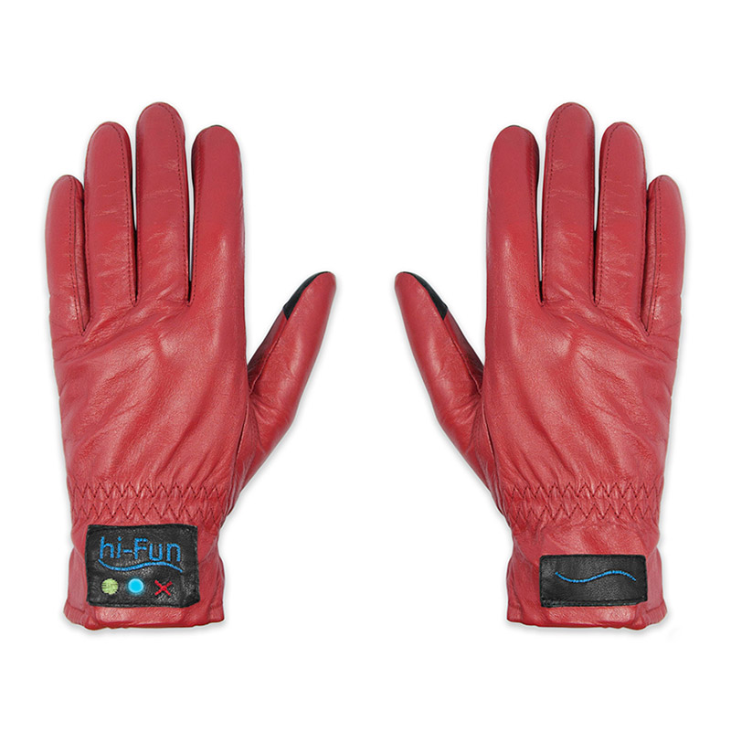 hi-Call Leather Bluetooth-перчатки, размер M  (красный)