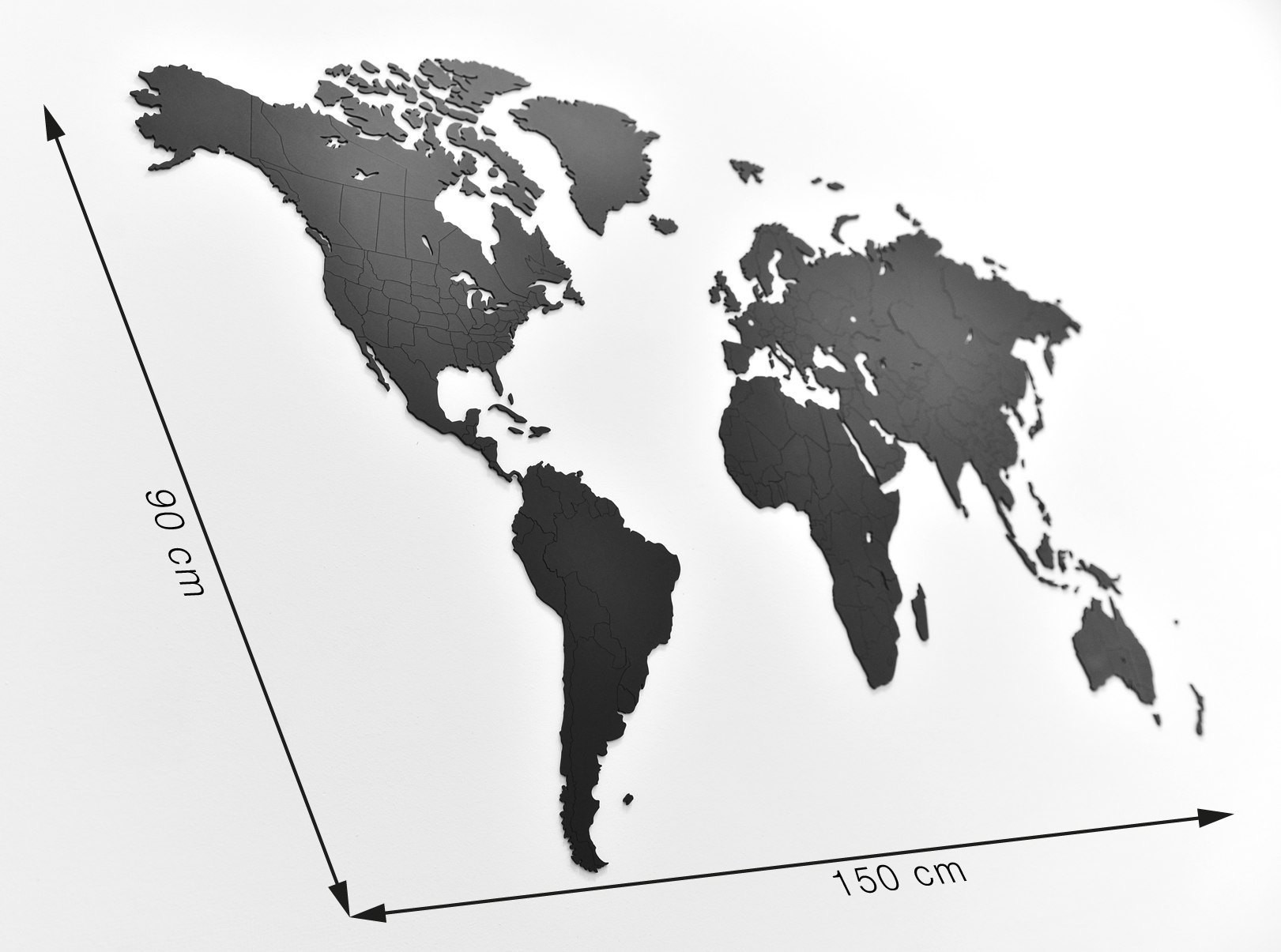 1622 Пазл Карта мира черная 150 см х 90 см