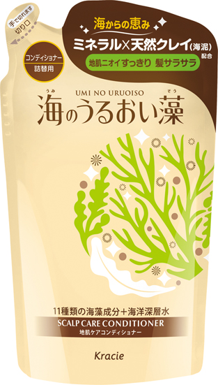 Бальзам-ополаскиватель для ухода за кожей головы Kracie Umi No Uruoiso с экстрактами морских водорослей, сменная упаковка, 420 мл