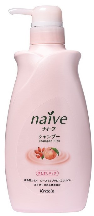 Шампунь для сухих волос восстанавливающий Kracie Naive с экстрактом персика и маслом шиповника, 550 мл