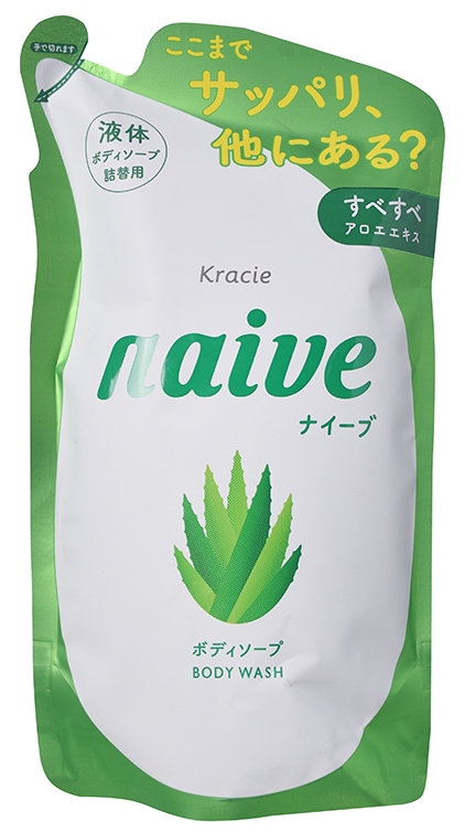 Мыло для тела жидкое Kracie Naive с экстрактом алоэ, сменная упаковка, 380 мл