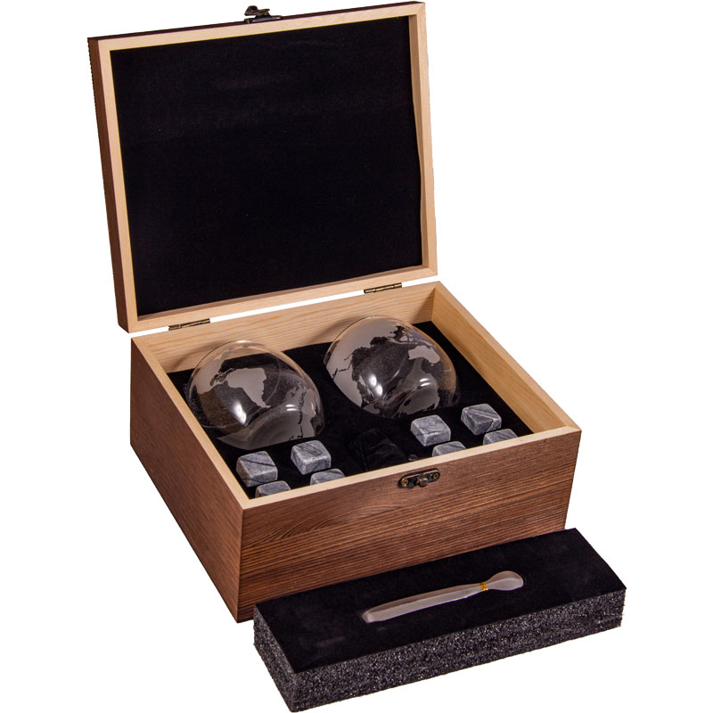 Подарочный набор для виски на две персоны "VIRON"с картой мира на бокалах