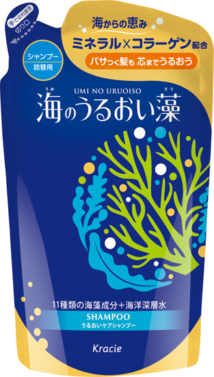 Шампунь восстанавливающий Kracie Umi No Uruoiso с экстрактами морских водорослей, сменная упаковка, 420 мл