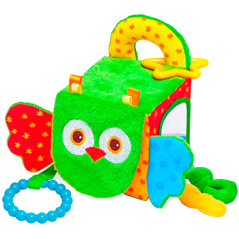 307 Развивающий кубик с зеркалом и прорезывателем "Сова"