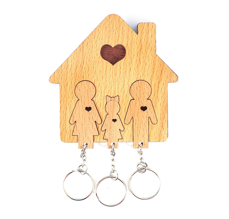 1503 Ключница с набором брелоков "Семья с дочкой"