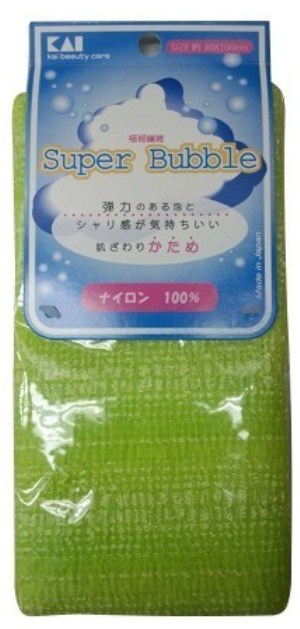 Мочалка для тела массажная Kai Supper Bubble жесткая, салатовая