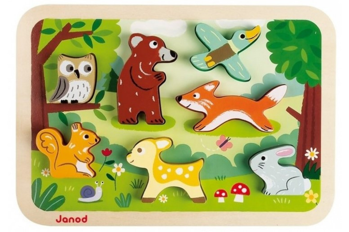 J07023 Пазл "Лесные животные" объемный: 7 элементов