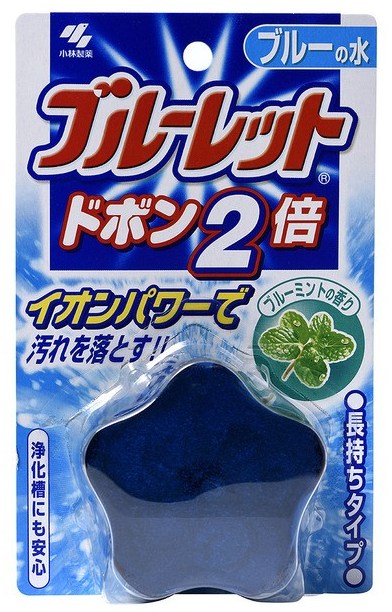 Таблетка для бачка унитаза Kobayashi Bluelet Dobon W с эффектом окрашивания воды, мята, 120 г