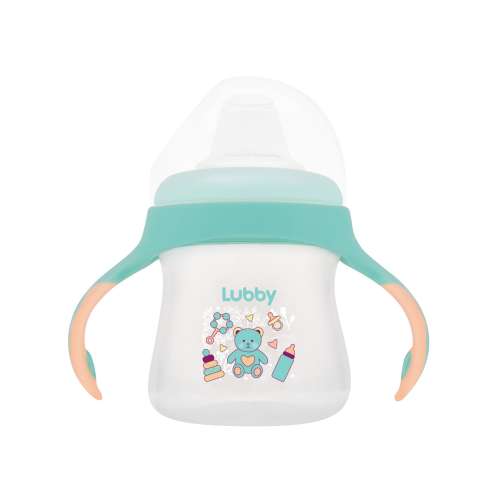 16403 Поильник-непроливайка "Малыши и Малышки" с мягким носиком  Lubby 150 мл от 4 мес. 